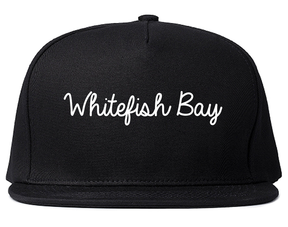 Whitefish Bay Wisconsin WI Script Mens Snapback Hat Black