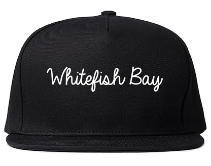 Whitefish Bay Wisconsin WI Script Mens Snapback Hat Black
