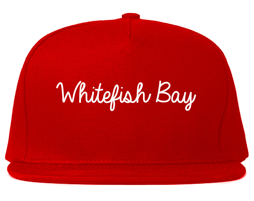 Whitefish Bay Wisconsin WI Script Mens Snapback Hat Red