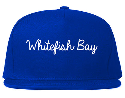Whitefish Bay Wisconsin WI Script Mens Snapback Hat Royal Blue