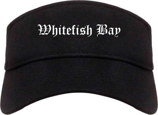 Whitefish Bay Wisconsin WI Old English Mens Visor Cap Hat Black