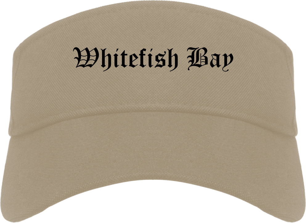 Whitefish Bay Wisconsin WI Old English Mens Visor Cap Hat Khaki
