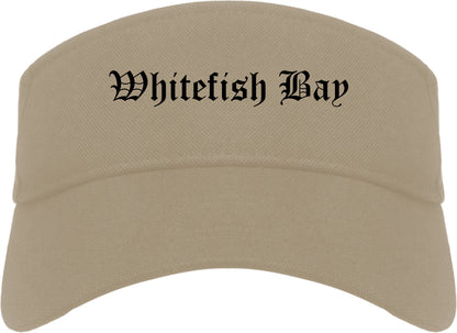Whitefish Bay Wisconsin WI Old English Mens Visor Cap Hat Khaki