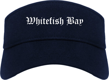 Whitefish Bay Wisconsin WI Old English Mens Visor Cap Hat Navy Blue