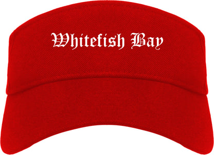 Whitefish Bay Wisconsin WI Old English Mens Visor Cap Hat Red