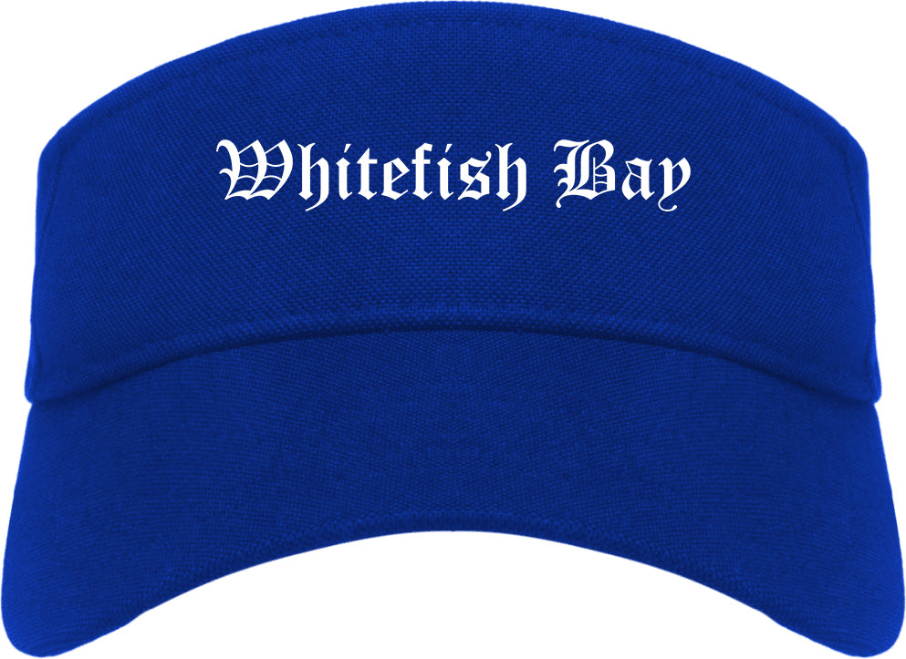Whitefish Bay Wisconsin WI Old English Mens Visor Cap Hat Royal Blue