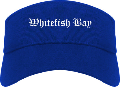 Whitefish Bay Wisconsin WI Old English Mens Visor Cap Hat Royal Blue
