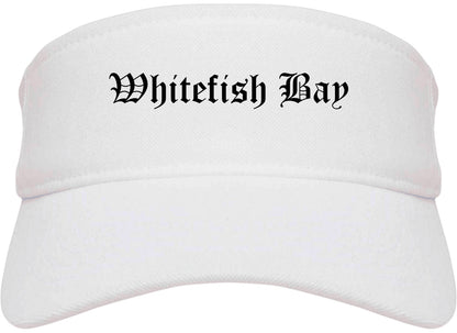Whitefish Bay Wisconsin WI Old English Mens Visor Cap Hat White