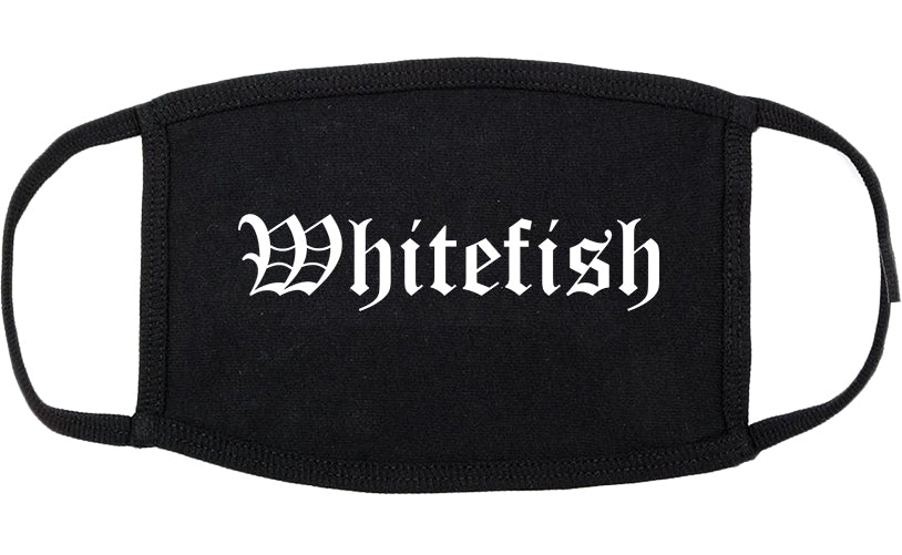 Whitefish Montana MT Old English Cotton Face Mask Black