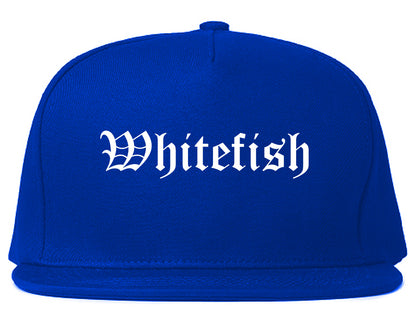 Whitefish Montana MT Old English Mens Snapback Hat Royal Blue