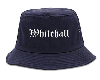 Whitehall Ohio OH Old English Mens Bucket Hat Navy Blue