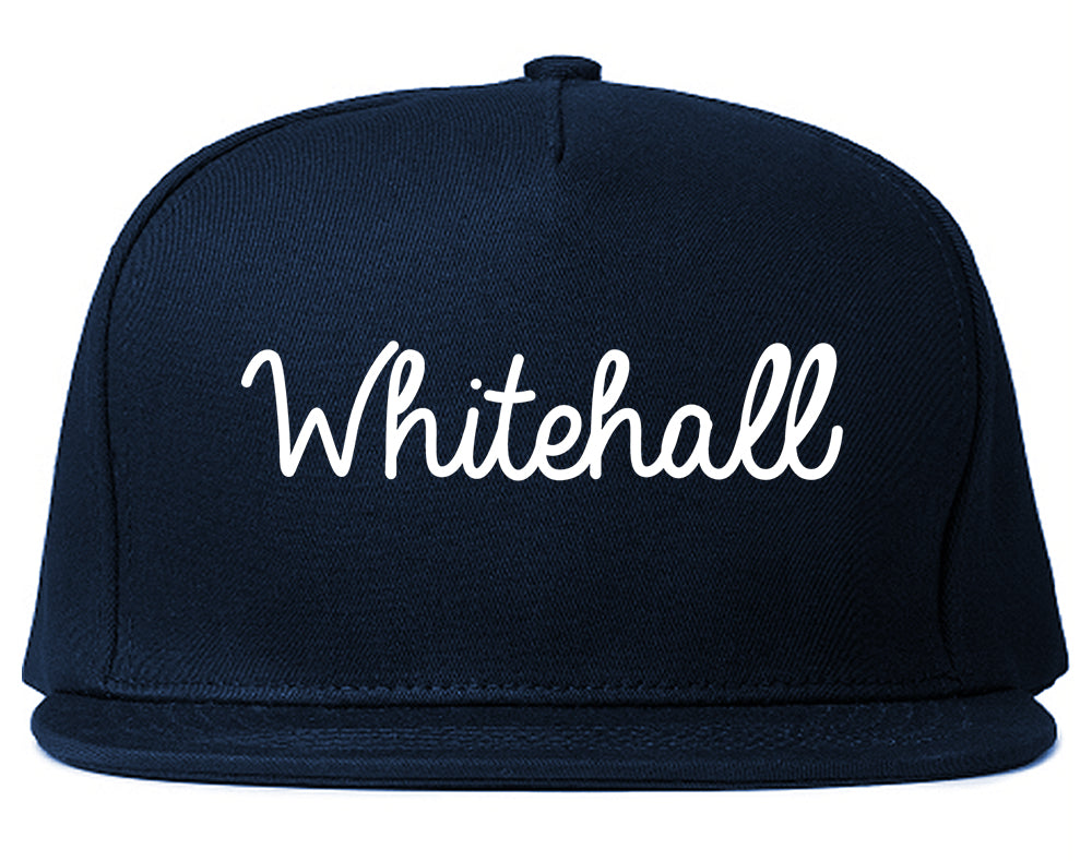 Whitehall Ohio OH Script Mens Snapback Hat Navy Blue