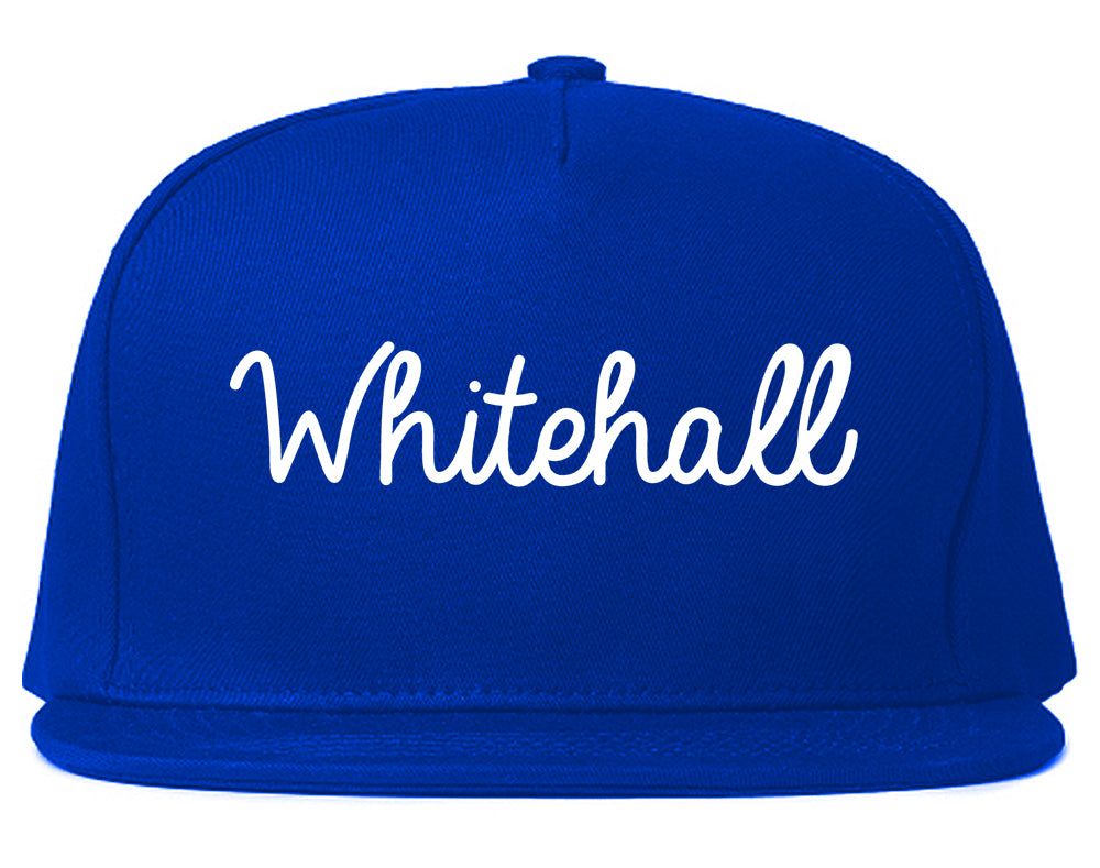 Whitehall Ohio OH Script Mens Snapback Hat Royal Blue