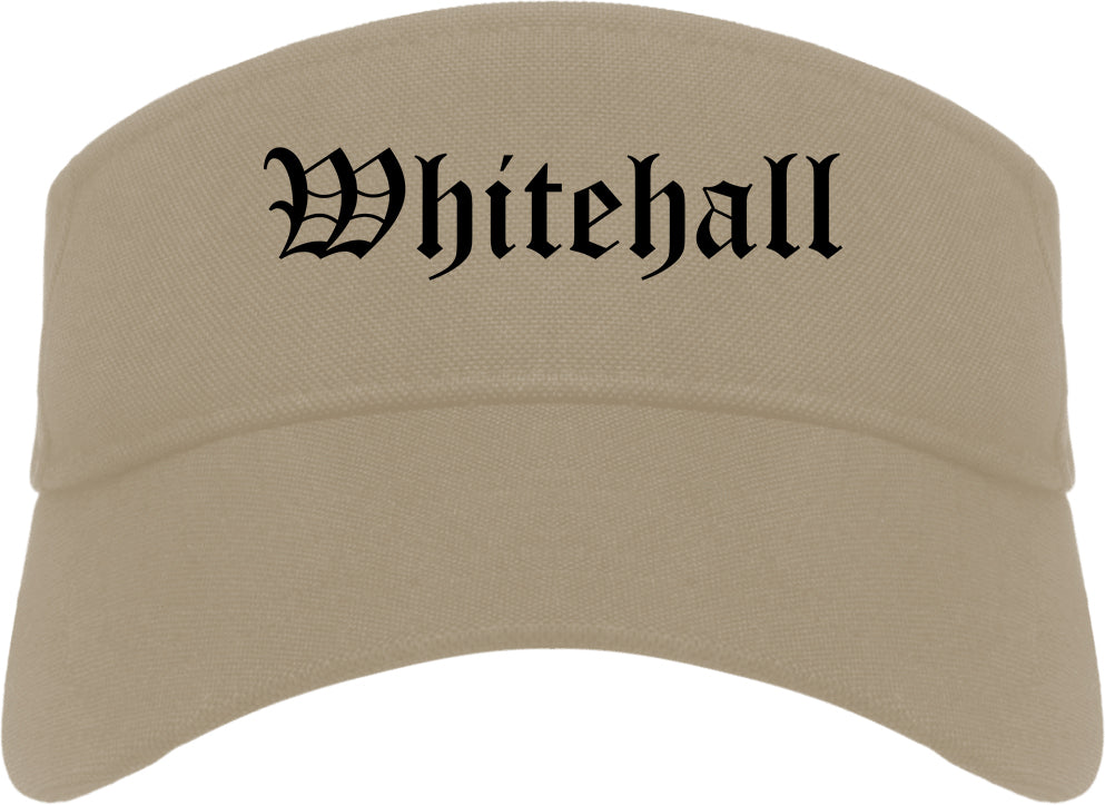 Whitehall Ohio OH Old English Mens Visor Cap Hat Khaki