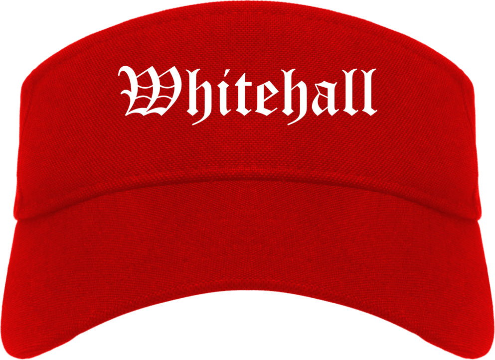 Whitehall Ohio OH Old English Mens Visor Cap Hat Red