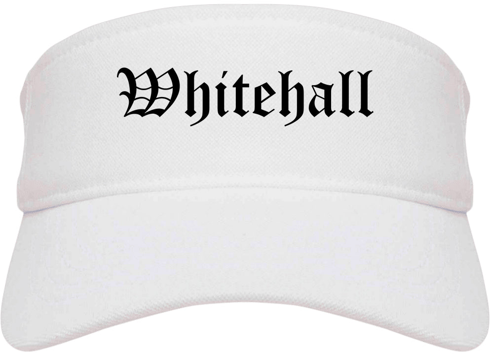 Whitehall Ohio OH Old English Mens Visor Cap Hat White