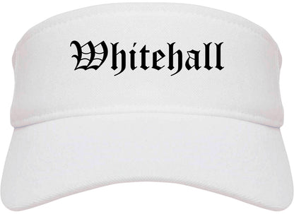 Whitehall Ohio OH Old English Mens Visor Cap Hat White