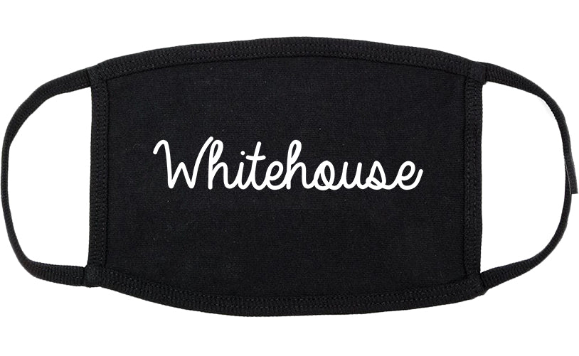 Whitehouse Texas TX Script Cotton Face Mask Black