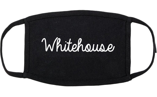 Whitehouse Texas TX Script Cotton Face Mask Black