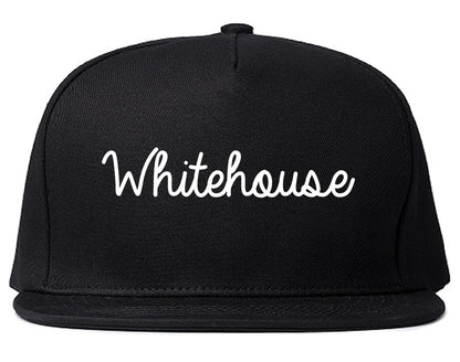Whitehouse Texas TX Script Mens Snapback Hat Black