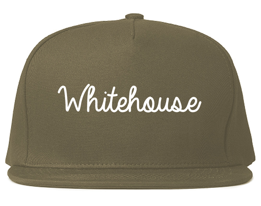 Whitehouse Texas TX Script Mens Snapback Hat Grey