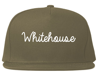 Whitehouse Texas TX Script Mens Snapback Hat Grey