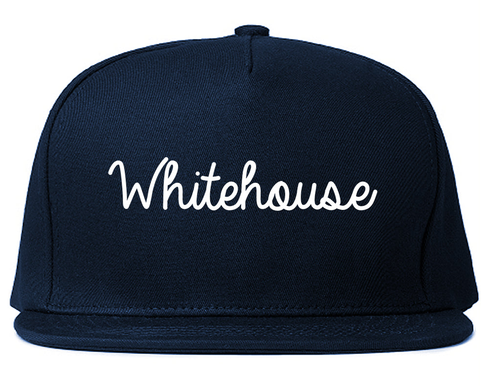 Whitehouse Texas TX Script Mens Snapback Hat Navy Blue