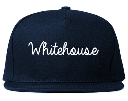 Whitehouse Texas TX Script Mens Snapback Hat Navy Blue
