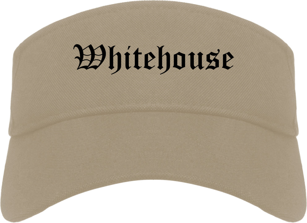 Whitehouse Texas TX Old English Mens Visor Cap Hat Khaki