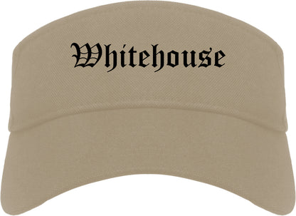 Whitehouse Texas TX Old English Mens Visor Cap Hat Khaki