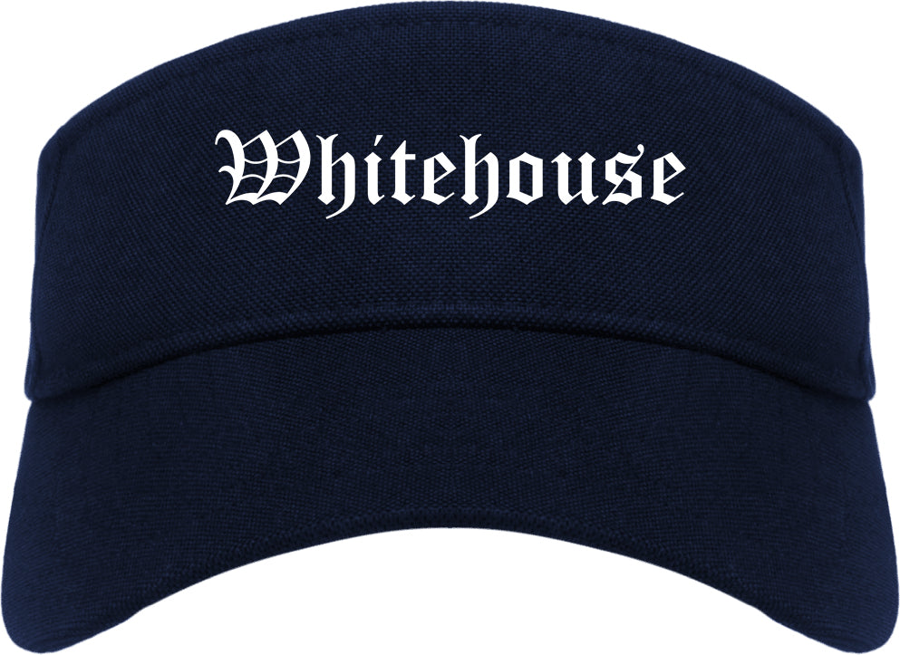 Whitehouse Texas TX Old English Mens Visor Cap Hat Navy Blue