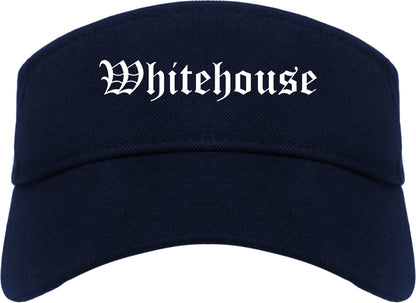 Whitehouse Texas TX Old English Mens Visor Cap Hat Navy Blue