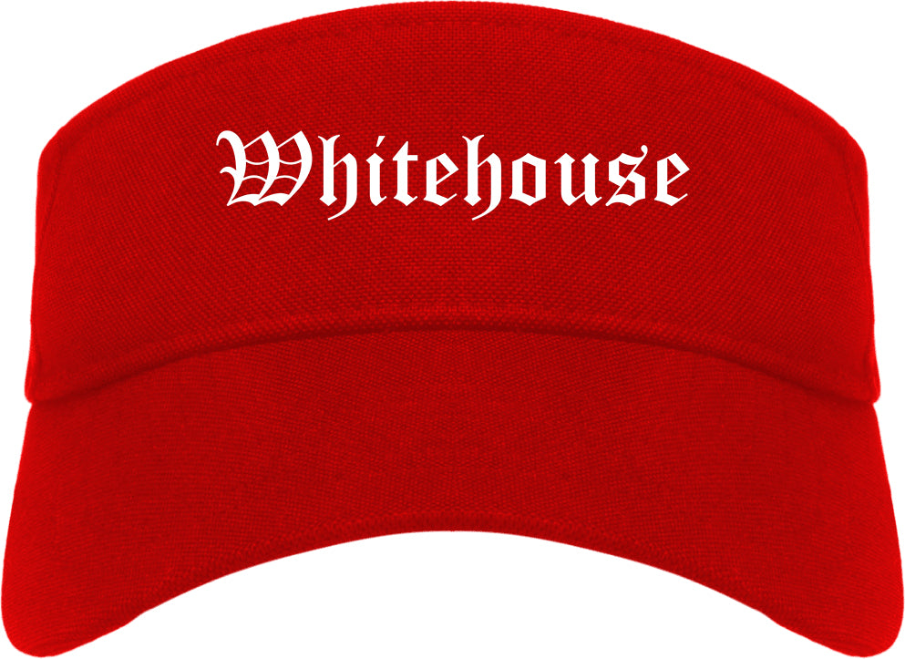 Whitehouse Texas TX Old English Mens Visor Cap Hat Red