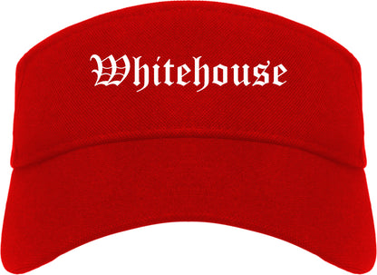 Whitehouse Texas TX Old English Mens Visor Cap Hat Red