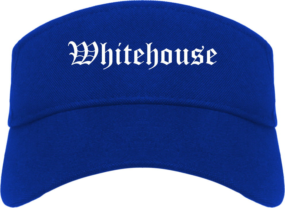 Whitehouse Texas TX Old English Mens Visor Cap Hat Royal Blue