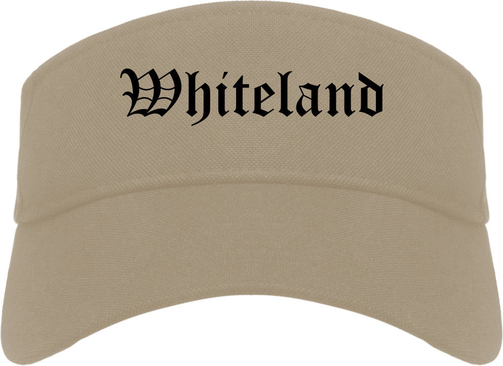 Whiteland Indiana IN Old English Mens Visor Cap Hat Khaki