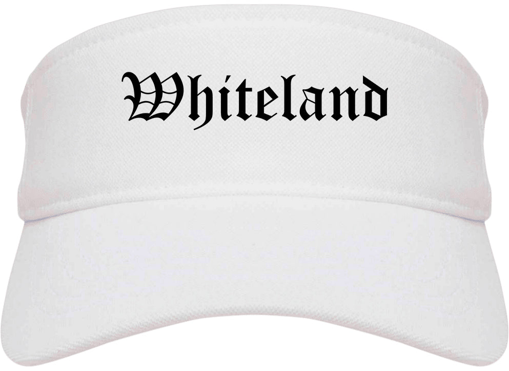 Whiteland Indiana IN Old English Mens Visor Cap Hat White