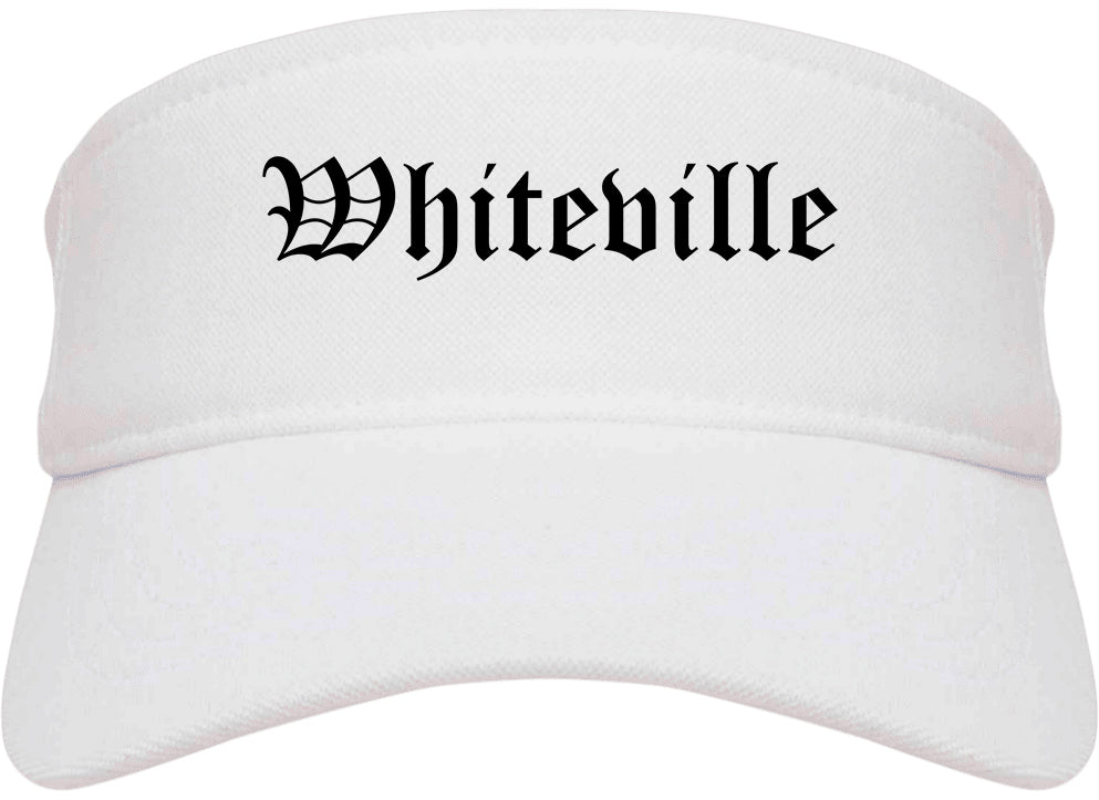 Whiteville North Carolina NC Old English Mens Visor Cap Hat White