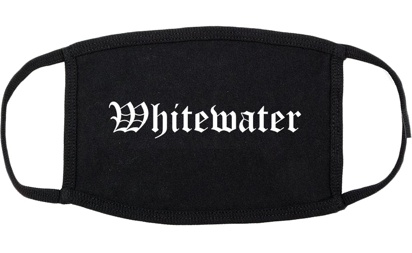 Whitewater Wisconsin WI Old English Cotton Face Mask Black