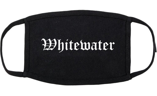 Whitewater Wisconsin WI Old English Cotton Face Mask Black