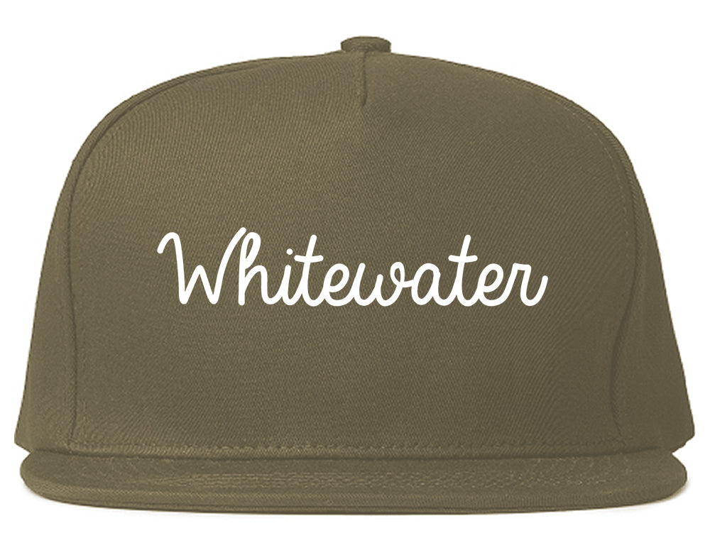Whitewater Wisconsin WI Script Mens Snapback Hat Grey