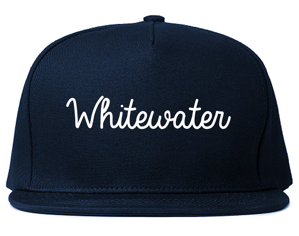 Whitewater Wisconsin WI Script Mens Snapback Hat Navy Blue