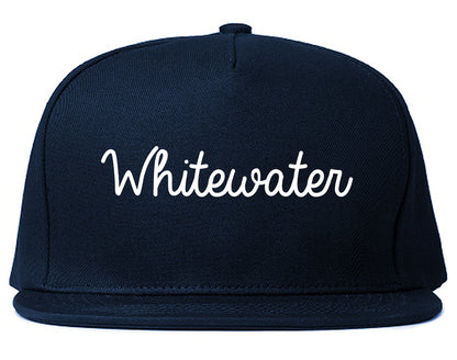 Whitewater Wisconsin WI Script Mens Snapback Hat Navy Blue