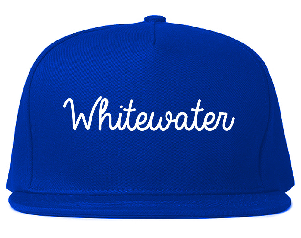 Whitewater Wisconsin WI Script Mens Snapback Hat Royal Blue