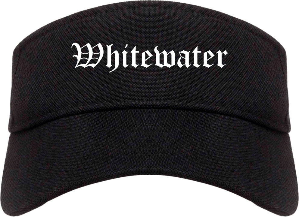 Whitewater Wisconsin WI Old English Mens Visor Cap Hat Black