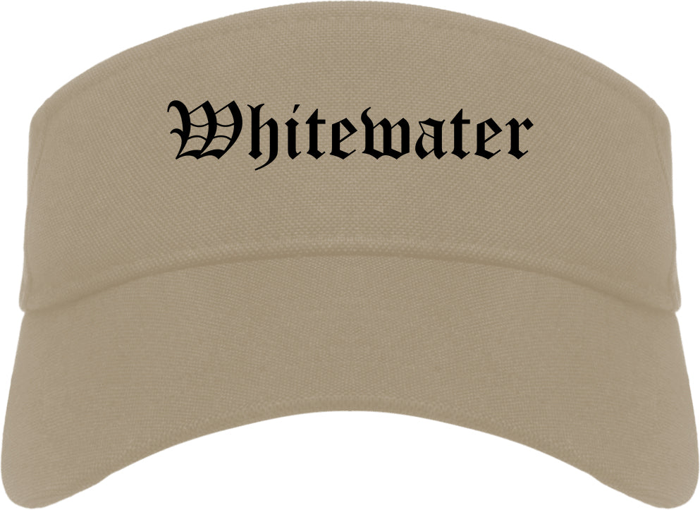 Whitewater Wisconsin WI Old English Mens Visor Cap Hat Khaki