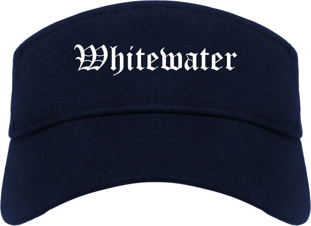 Whitewater Wisconsin WI Old English Mens Visor Cap Hat Navy Blue