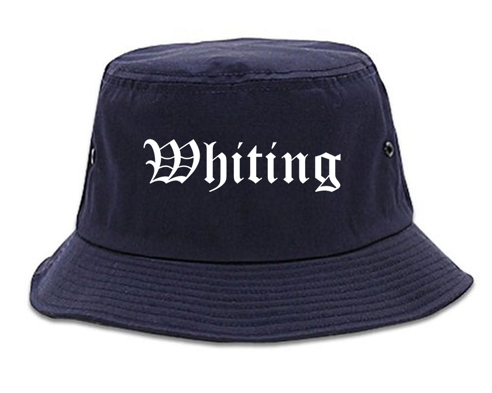 Whiting Indiana IN Old English Mens Bucket Hat Navy Blue