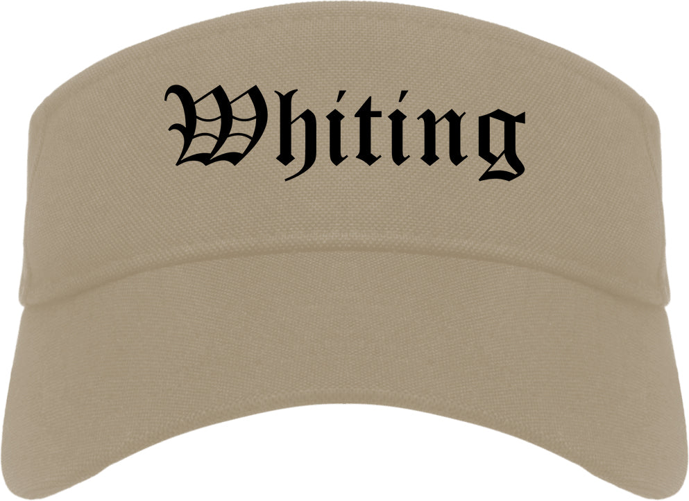 Whiting Indiana IN Old English Mens Visor Cap Hat Khaki