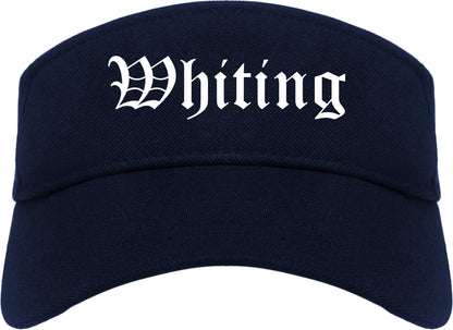 Whiting Indiana IN Old English Mens Visor Cap Hat Navy Blue